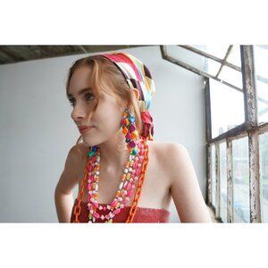 Vintage Multi colored Diamond Print Scarf  Accessory